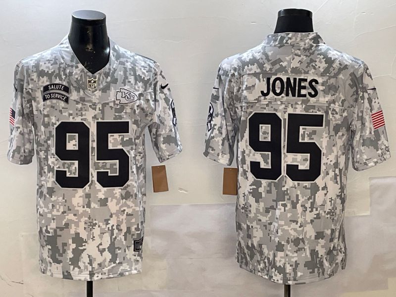 Men Kansas City Chiefs #95 Jones Camo 2025 Nike Salute to Service Limited NFL Jersey style 1